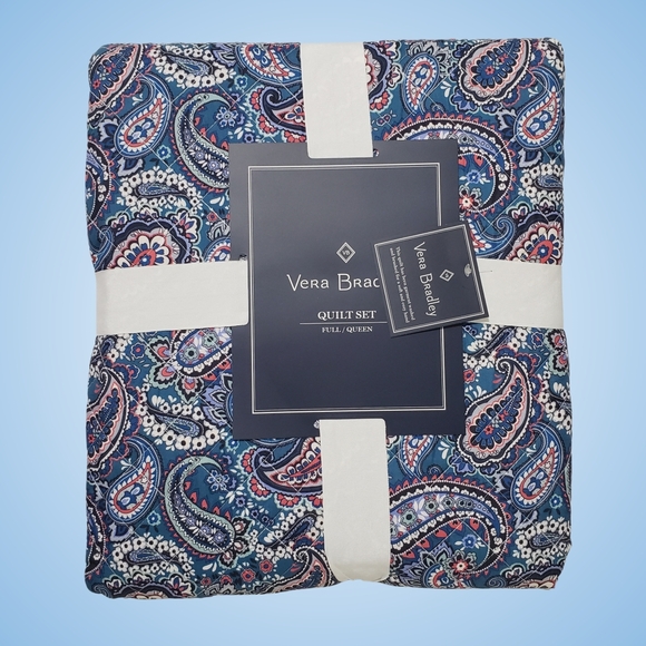 Vera Bradley Quilt Set Full/Queen Haymarket Paisley Jewel 1 Quilt/2 Shams NWT💙 - Picture 1 of 3